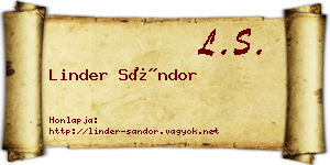 Linder Sándor névjegykártya